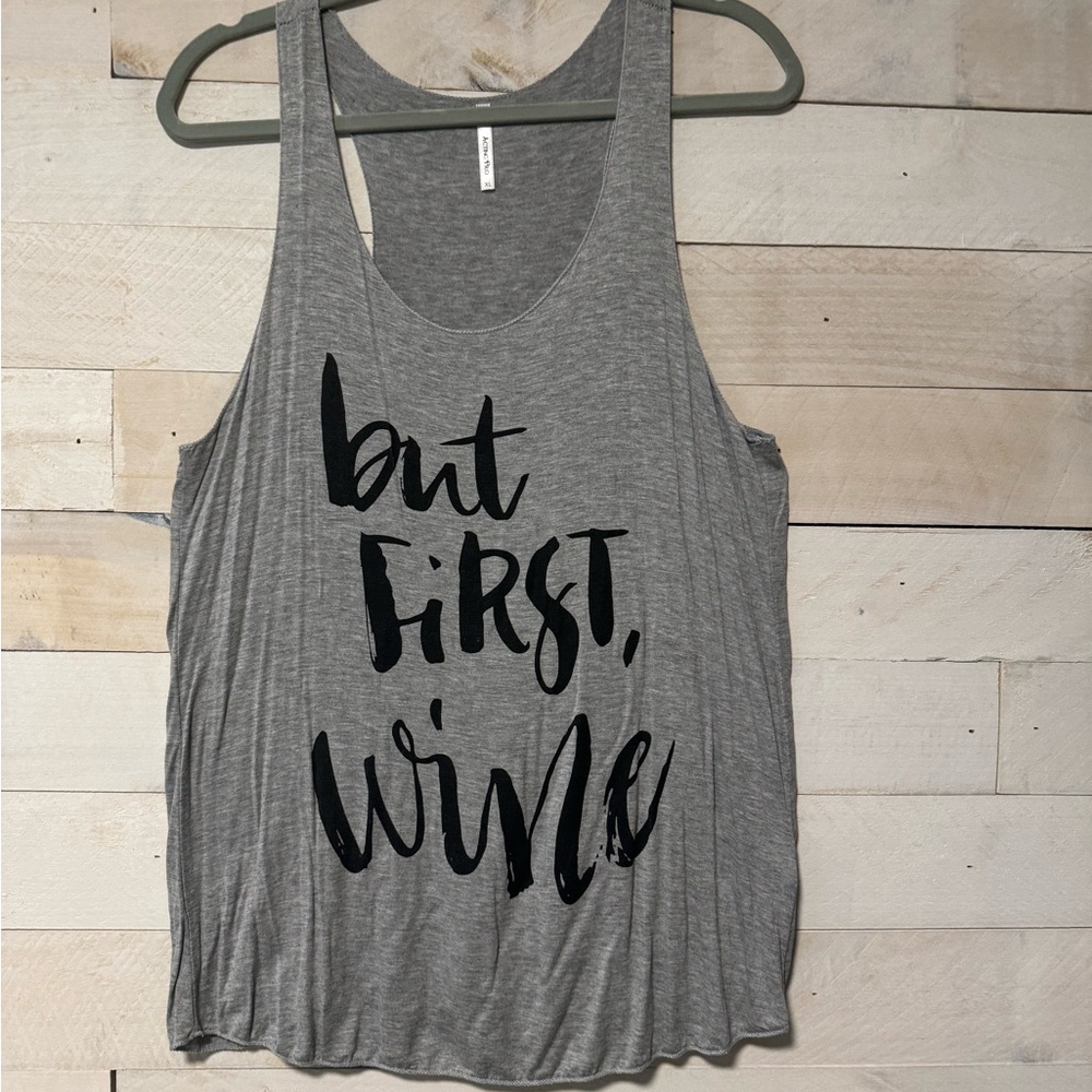 Gray Sleeveless Top with Black Print